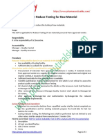 SOP For Reduce Testing For Raw Material