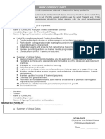 CS Form No. 212 Attachment Work Experience Sheet