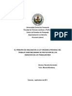 El Principio de Oralidad en La Ley Orgánica Procesal Del Trabajo