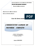 2 - Observation Clinique en Prothèse Complète