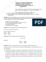 Department of Chemical Engineering Obafemi Awolowo University Engineering Thermodynamics CHE 201 Tutorial Set 3