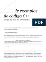 Lista de Exemplos de Código C++ - Wikipédia, A Enciclopédia Livre