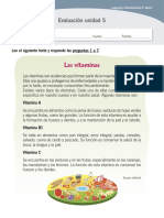 Las Vitaminas: Evaluación Unidad 1 Evaluación Unidad 5