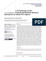 USE2 Effect of COVID-19 Pandemic On The Performance of Small and Medium Business Enterprises in Abuja-FCT, Nigeria