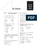 Soal Matematika Dasar SBMPTN 2006