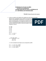 Taller #4 - Distribuciones Muestrales para La Diferencia de Medias y Diferencia de Proporciones