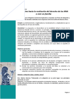 Programa. El Camino Hacia La Restitución Del Derecho de Los NNA A Vivir en Familia