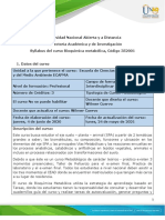 Syllabus Del Curso Bioquímica Metabólica