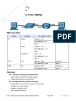 Lab - Configure Basic Router Settings Topology: Addressing Table