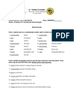 St. Thomas Academy: Part A. Classify Each As A Carbohydrate, Protein, Lipid or Nucleic Acid (Only Used Once)