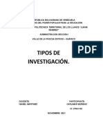 Informe Tipos de Investigacion Relacionada Con Un Proyecto Sociointegrador