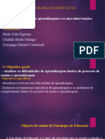 Palestra - Dificuldades de Aprendizagem e As Suas Intervençôes