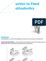 Introduction To Fixed Prosthesis