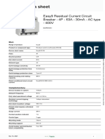 Product Data Sheet: Easy9 Residual Current Circuit Breaker - 4P - 63A - 30ma - AC Type - 400V