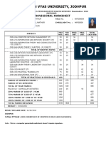 Jai Narain Vyas University, Jodhpur: Provisional Marksheet