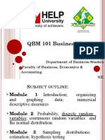 QBM 101 Business Statistics: Department of Business Studies Faculty of Business, Economics & Accounting HE LP University