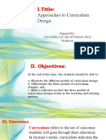 I.Title:: Approaches To Curriculum Design