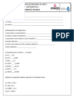 ATIVIDADES 6º Ano MATEMÁTICA DECIMAIS Aval Parcial 3 Bi