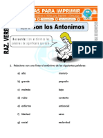 Ficha de Que Son Los Antonimos para Segundo de Primaria