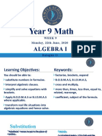 Year 9 Math: Algebra I