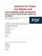 MCQ Questions For Class 10 Science Metals and Non