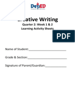 Creative Writing: Quarter 2: Week 1 & 2 Learning Activity Sheets