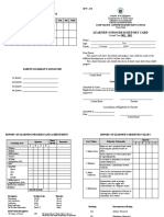 Learner'S Progress Report Card: Report On Attendance SF 9 - Es