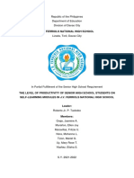 The Level of Productivity of Senior High School Students On Self-Learning Modules in J.V. Ferriols National High School