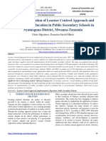 The Implementation of Learner Centred Approach and Reposition of Education in Public Secondary Schools in Nyamagana District, Mwanza-Tanzania