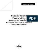 Statistics and Probability: Quarter 3 - Module 2: Mean and Variance of Discrete Random Variable