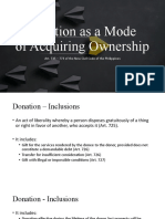 Donation As A Mode of Acquiring Ownership: Art. 735 - 773 of The New Civil Code of The Philippines