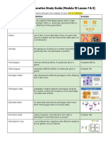 Biology Honors - Genetics Study Guide (Module 10 Lesson 1 & 5)