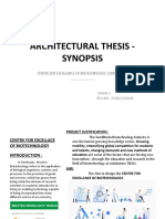 Architectural Thesis - Synopsis: Centre For Excellance of Biotechnology, Coimbatore