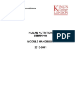 Human Nutrition 5BBNNH01 Module Handbook 2010-2011: Department of Nutrition and Dietetics