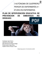 Plan de Intervencion Educativo de Embarazo No Deseado