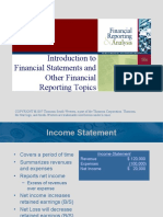 Introduction To Financial Statements and Other Financial Reporting Topics