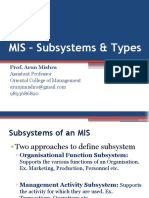 MIS - Subsystems & Types: Prof. Arun Mishra