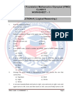 International Foundation Mathematics Olympiad (IFMO) Class 5 Worksheet - 1