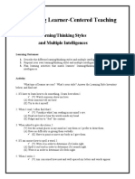 Facilitating Learner-Centered Teaching: Module 5 - Learning/Thinking Styles and Multiple Intelligences