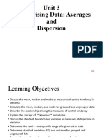 Unit 3 Summarising Data - Averages and Dispersion