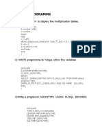 PL/SQL Programms: WRITE A Program To Display The Multiplication Tables