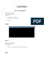 Lab Task 2:: Output of The Following C++ Code Fragment?