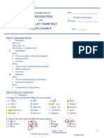 Consolidation End-Of-1St-Term Test English - Grade 6: Archimedes School