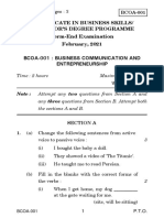 Certificate in Business Skills/ Bachelor'S Degree Programme Term-End Examination February, 2021 Bcoa-001: Business Communication and Entrepreneurship