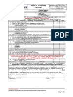 Medical Screening Checklist