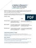 Reliability Vs Validity in Research