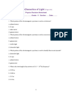 13.1-Charactics of Light: Physics Revision Worksheet Name: ..Grade: 11 Section: . Date