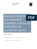 Producción de Suplemento Dietario A Base de Proteína de Suero de Leche