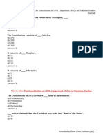 The Constitution of 1973 - Important MCQs For Pakistan Studies (Solved)