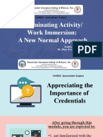 Culminating Activity/ Work Immersion: A New Normal Approach: HUMSS: Specialized Subject